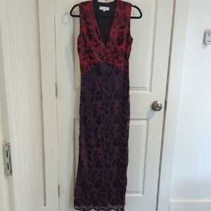 Elegant Red and Purple Floral Dress